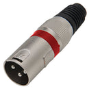 CONECTOR CANNON MACHO JACK VERMELHO CORPO METÁLICO - PC / 5