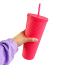 Copo com Canudo Rosa Escuro 1 Litro