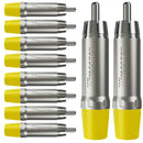 Plug Rca Macho Nickel Amarelo 10 Un Wireconex