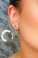 Brinco Médio Com Formas Geométricas Banhado Em Ouro 18k Cor:dourado