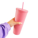 Copo com Canudo Rosa Claro 1 Litro