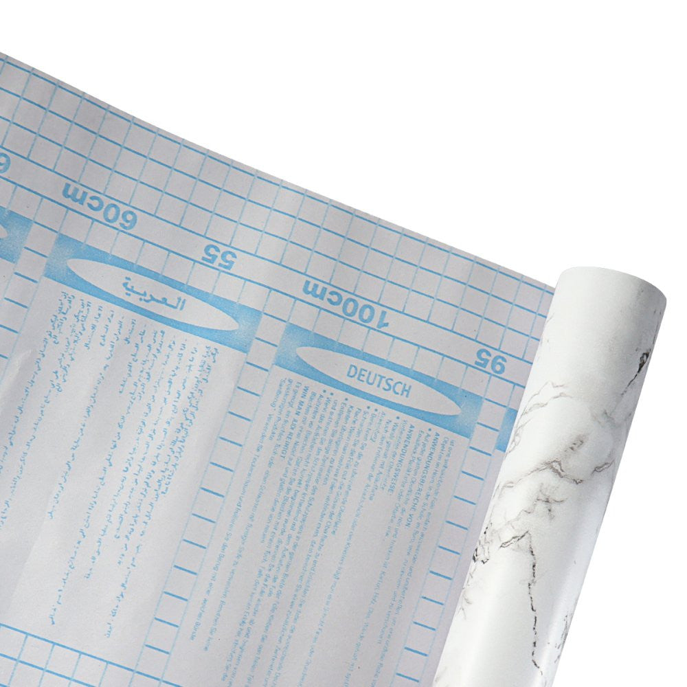 Papel de Parede 5MX45CM PVC Marmorizado Preto e Branco