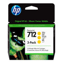 Cartucho de Tinta HP 712 Amarelo PLUK 29ml 3 unidades - 3ED79A