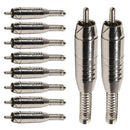 Conector Linha Rca Macho Niquel Com Mola Storm 10 Unidades