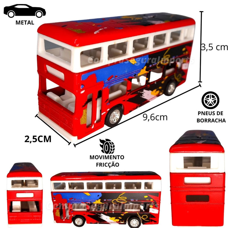 Miniatura ônibus Ferro Rodas De Borracha Fricção