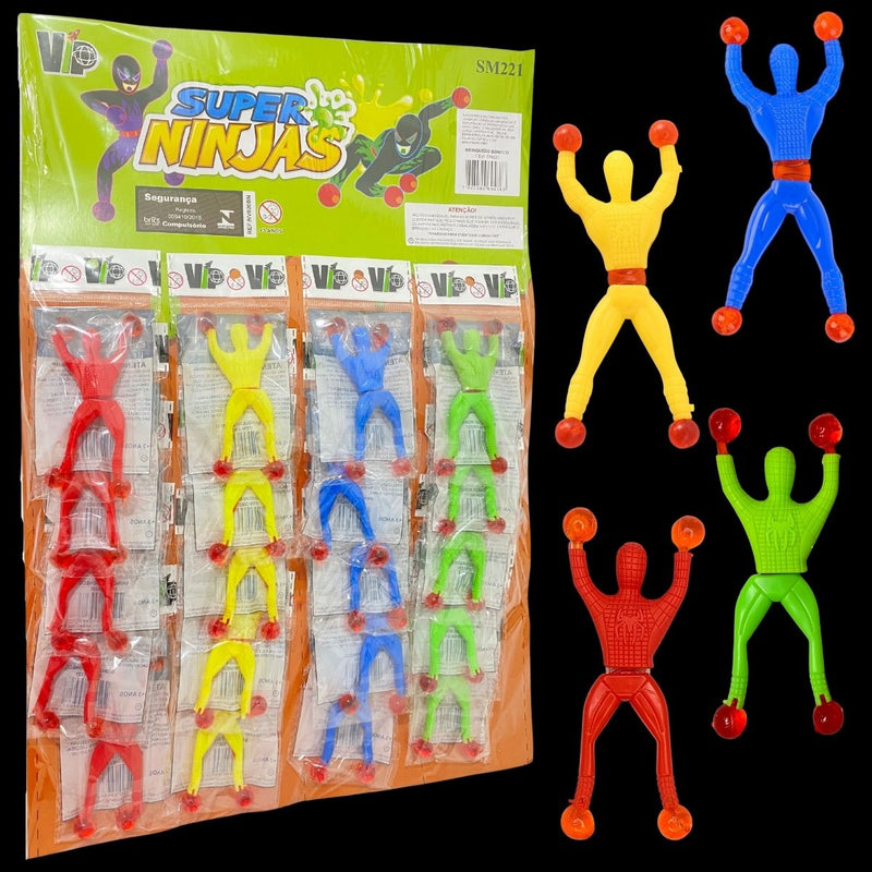 Kit 4 Boneco Ninja Que Gruda Na Parede De Brinquedo Infantil