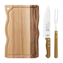 Kit Churrasco Tramontina Com Tábua E Cabos Em Madeira Natural 03 Peças