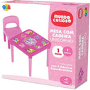 Mesinha E Cadeira Infantil Unicórnio Com Adesivos E Espaço Lateral