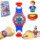 Relógio Digital Infantil + Mini Boneco De Montar Pulseira