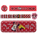 Kit Escolar Minnie 7 Peças Com Estojo Metálico