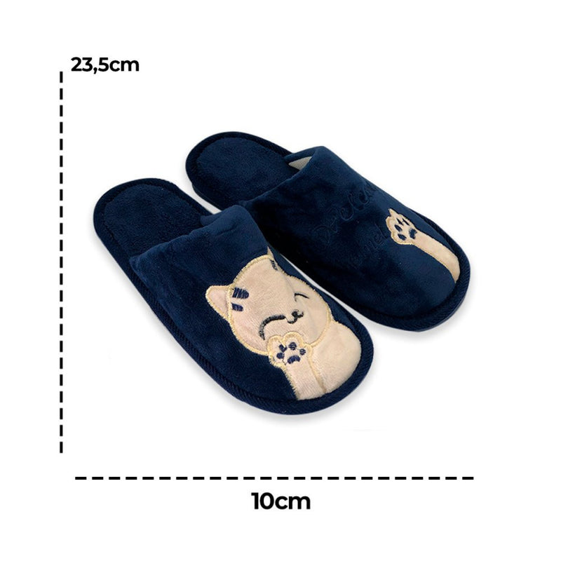 Pantufa Gatinho Infantil Azul Tam. 32/33