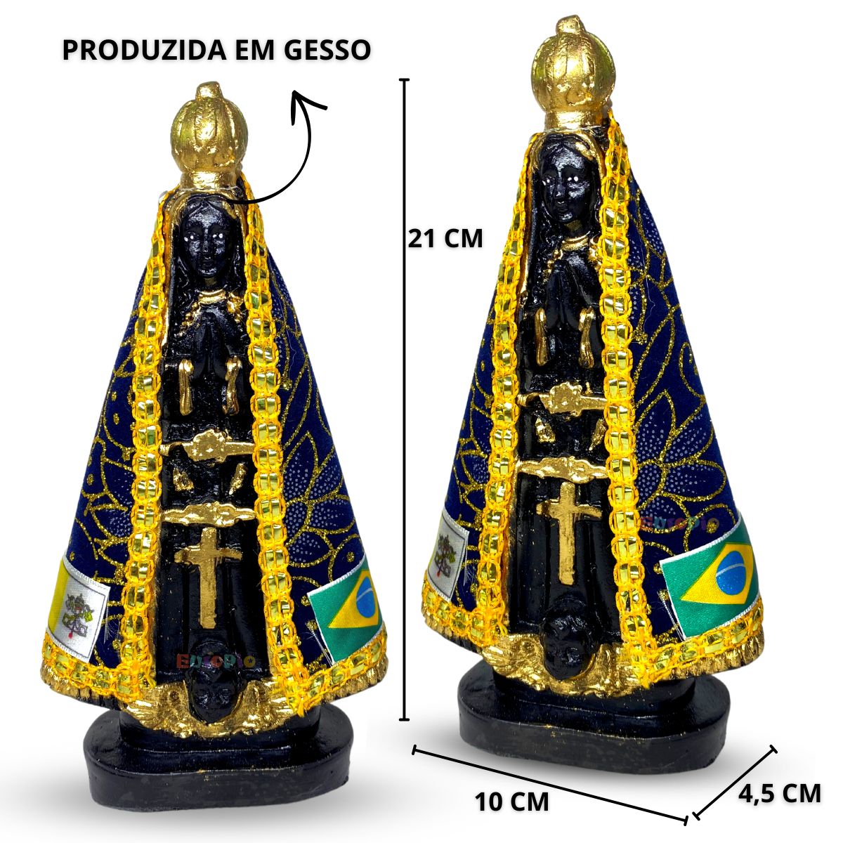 Imagem De Nossa Senhora Aparecida Em Gesso Manto De Veludo