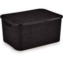 Caixa Plástica Multiuso Rattan Com Tampa Preto Gd 16l