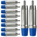 Plug Rca Macho Nickel Azul 10 Un Wireconex