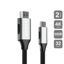 Cabo Usb Tipo-c Para Hdmi Macho 2.1 - Preto - 2m - Nylon - Puch2p