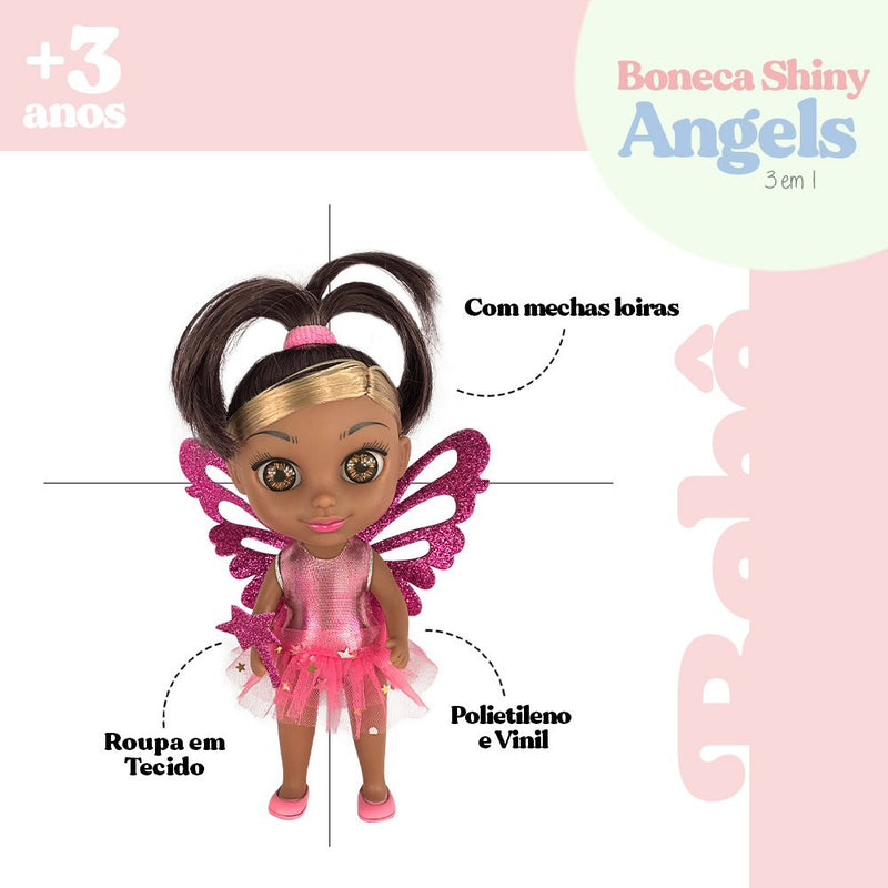 Boneca Shiny Angels 3 em 1 Sereia Fada e Bailarina