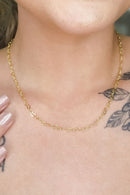 Colar De Corrente Com Elos Em Coração Banhado Em Ouro 18k Cor:dourado