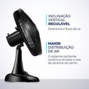 Ventilador De Mesa Super Power 40cm 6 Pás 127v Preto - Mondial
