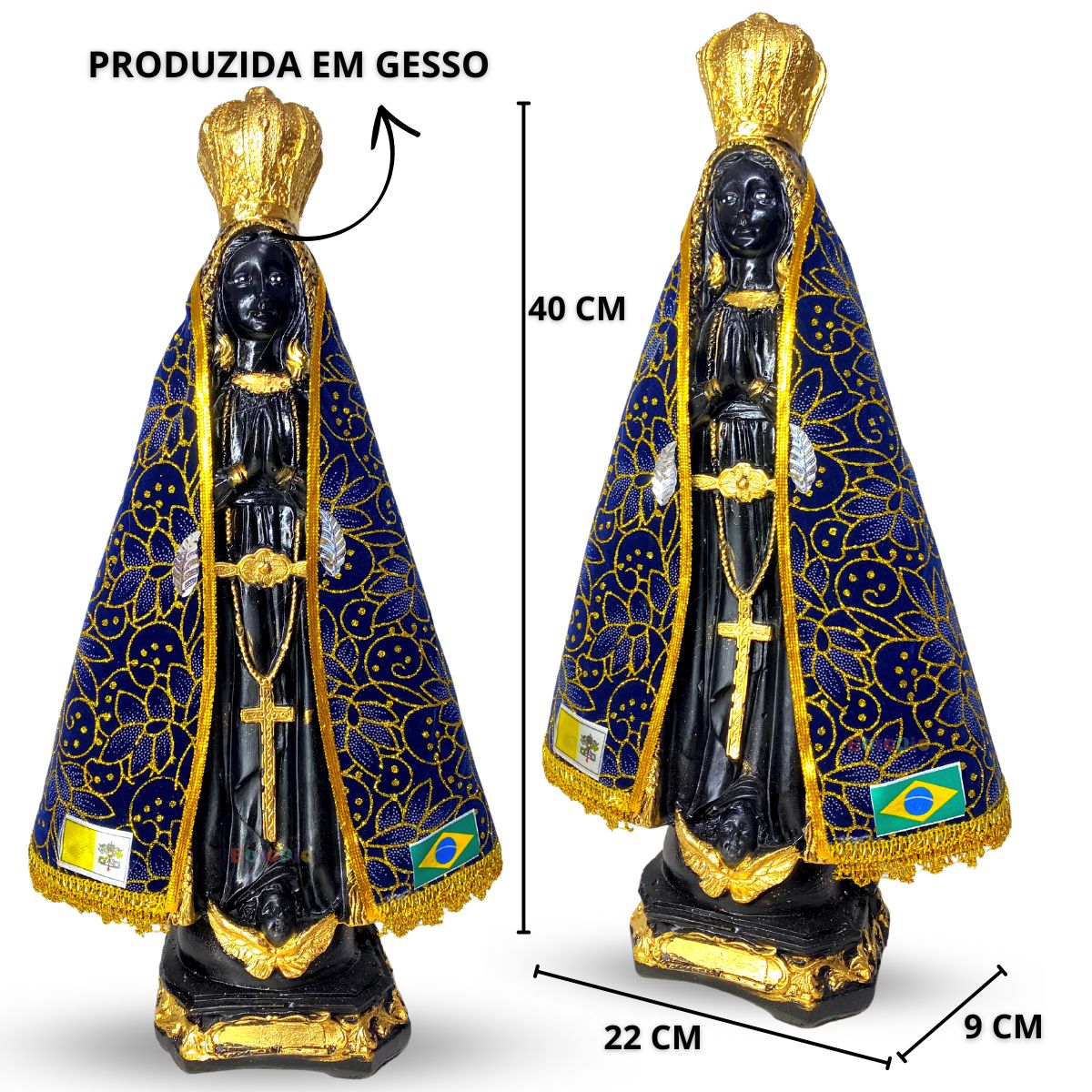 Imagem De Nossa Senhora Aparecida Em Gesso Manto De Veludo