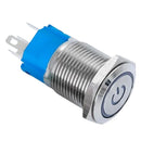 Botão On Off 16mm Prata 220v 3a C/ Led Azul 12v Storm