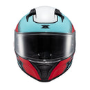 Capacete Texx Fecha Raptor Hornet Azu Verm Branc Bril 60