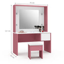 Penteadeira Infantil Diana Led E Banqueta Branco Rosa
