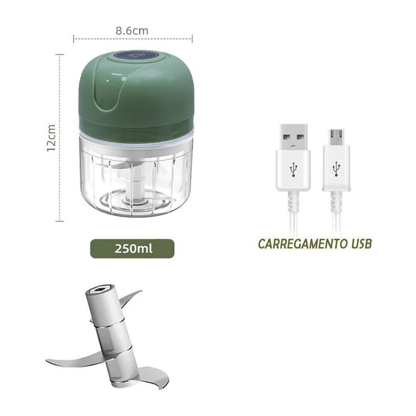 Mini Processador De Alimentos Elétrico Usb 250ml