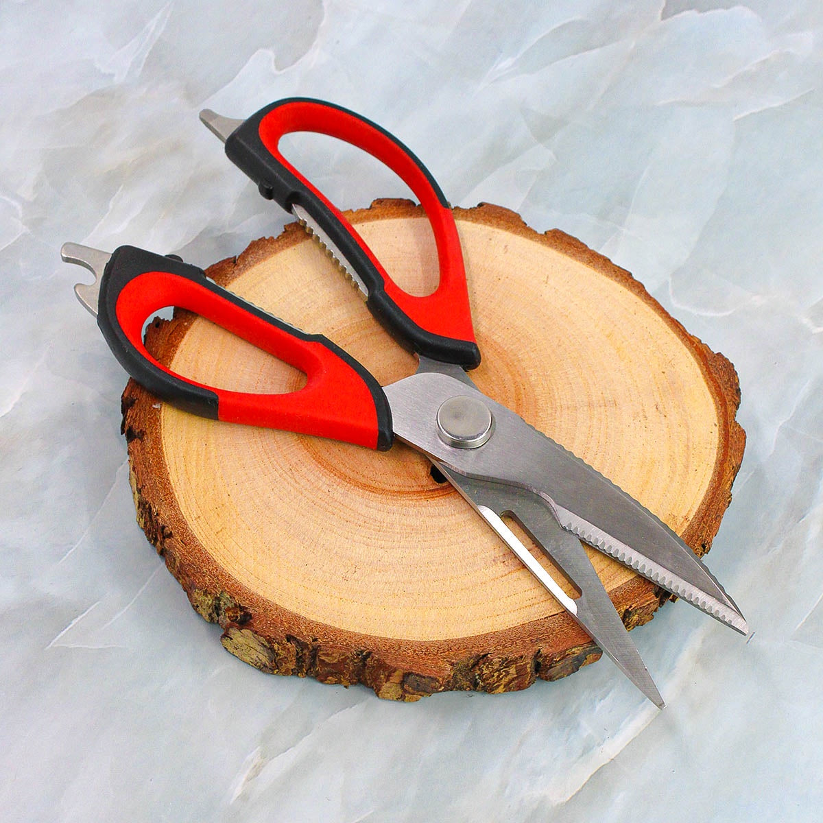 Tesoura Culinária P/ Casa Cozinha Corta Desossa Limpa Peixe Carne Frango 6 Em 1