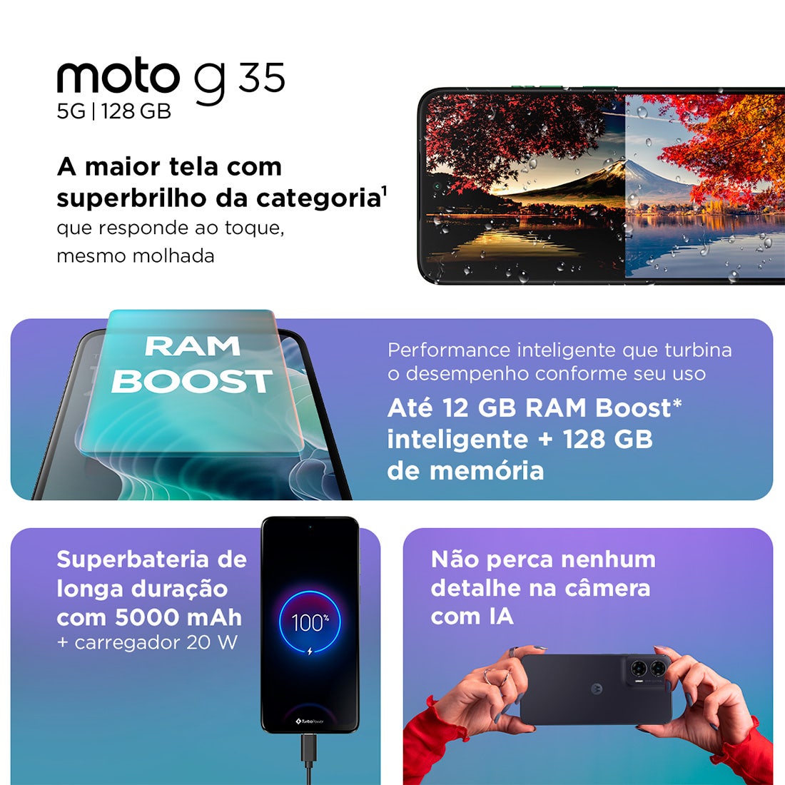 Smartphone Motorola G35 Grafite XT2433-1 5G 128GB - PB3F0003BR
