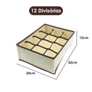 Organizador Gaveta 12 Divisórias Com Zíper Cueca Calcinha Gravata Armário