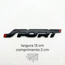 Emblema Sport Metal Adesivo 3d Cor Preto Cromado Carro Moto Tuning