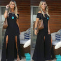 Vestido Longo Viscolycra Black Summer Fendas