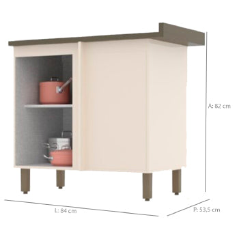 Balcao Canto Henn Connect 1 Pt C/ Tampo - Ce595-108 - PC / 2