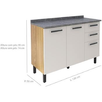 Balcao Itatiaia New Jazz 1.20 M 3 Pts 2 Gv C/tampo - 3600001606