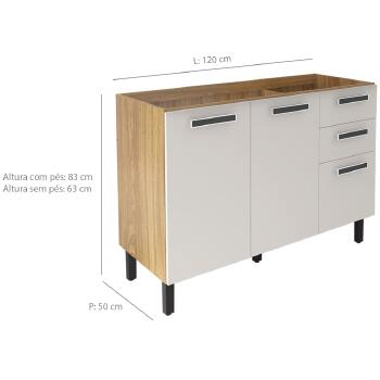 Balcao Pia Itatiaia New Jazz 1,20 M 3 Pts 2 Gv S/t - 3600001607