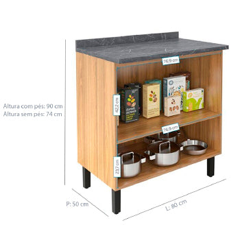 Balcao Itatiaia New Jazz 80 Cm 2 Pts - 3600001602