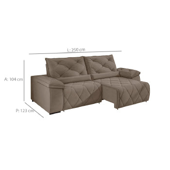 Estofado Besthouse Austin 2,5m Ret/ Rec - Bh12291 - PC / 2