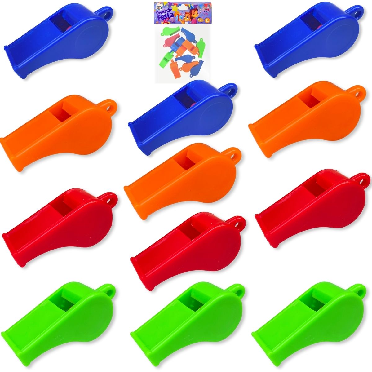Apito Brinquedo Infantil Plástico Festa Lembrancinha 12 Pçs