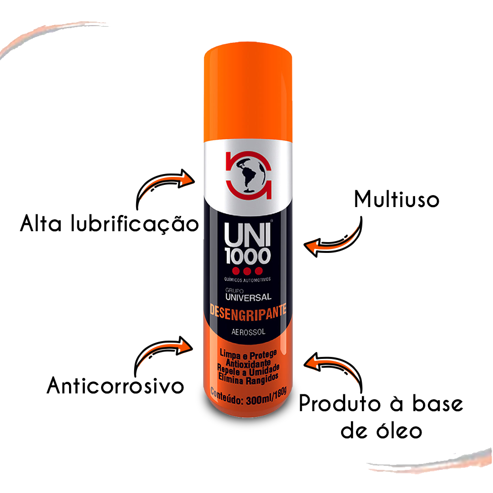 2 óleo Desengripante E Lubrificante Aerossol Uni1000 300 Ml - kit / 2