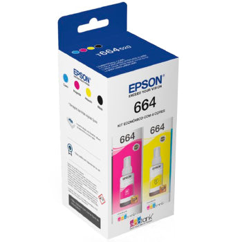 Kit Refil Epson T664 Preto/ciano/margenta/amarelo - T664520-br