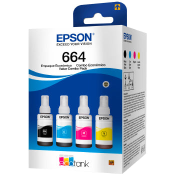 Kit Refil Epson T664 Preto/ciano/margenta/amarelo - T664520-4p