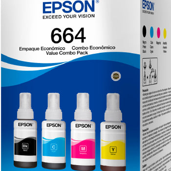 Kit Refil Epson T664 Preto/ciano/margenta/amarelo - T664520-4p