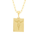 Corrente Elo Alongado Fecho Gaveta 2mm - 5g - 70 Cm + Pingente Placa Texturizada Cristo - 1,5 X 1,2 Cm