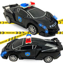 Carro De Polícia Vira Robô Brinquedo Bate E Volta C/ Som Luz