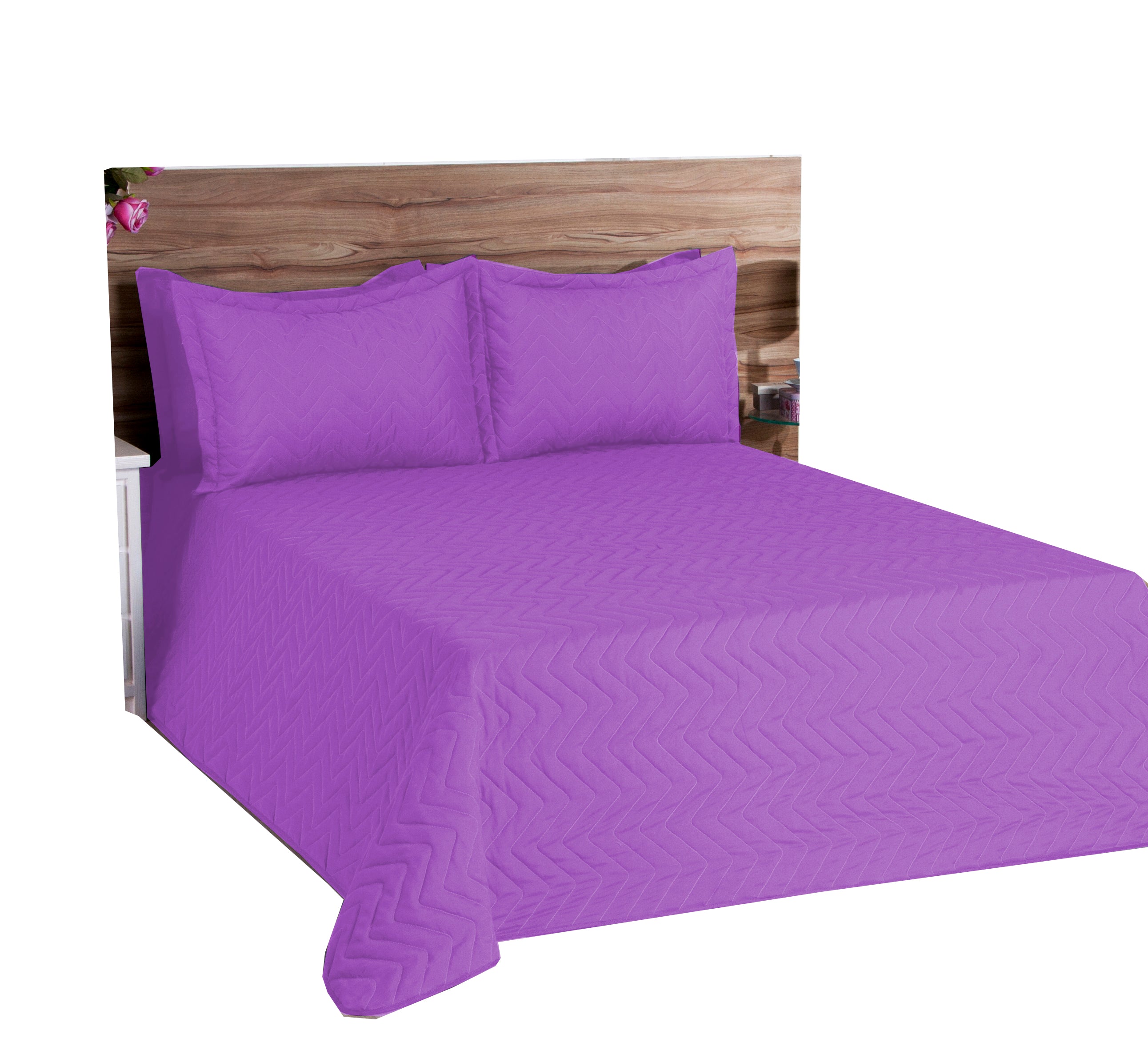 Cobre Leito Matelassado Classic Microfibra Queen 03 Pçs Lilás