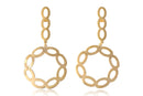 Brinco Com Fio E Círculo Com Arcos Folheado Em Ouro 18k