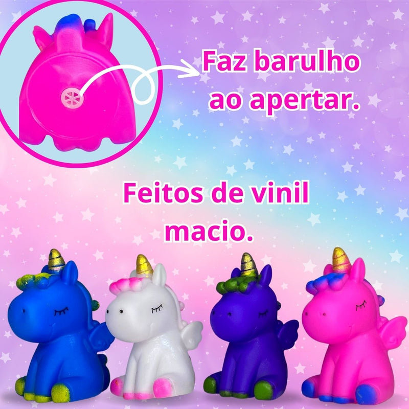 Kit 4 Unicórnio De Vinil Com Som Brinquedo De Banho Bebê