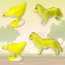 Kit Animais De Fazenda Brinquedo De Borracha Vaca Cavalo