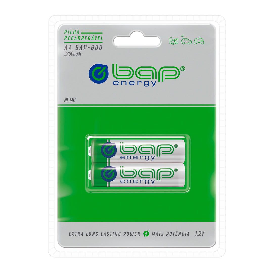 2 Pilhas Recarregáveis Aa 1.2v 2700mah Bap600 (1 Cart)