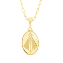 Corrente Elo Alongado Fecho Gaveta 2mm - 5g - 70 Cm + Pingente Medalha Nossa Senhora Relevo - 2,0 X 1,5 Cm
